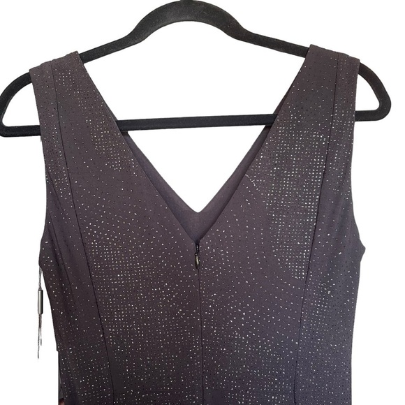 Calvin Klein Glitter Knit Sheath V Neck Black Midi Dress 6 NWT - Picture 6 of 14